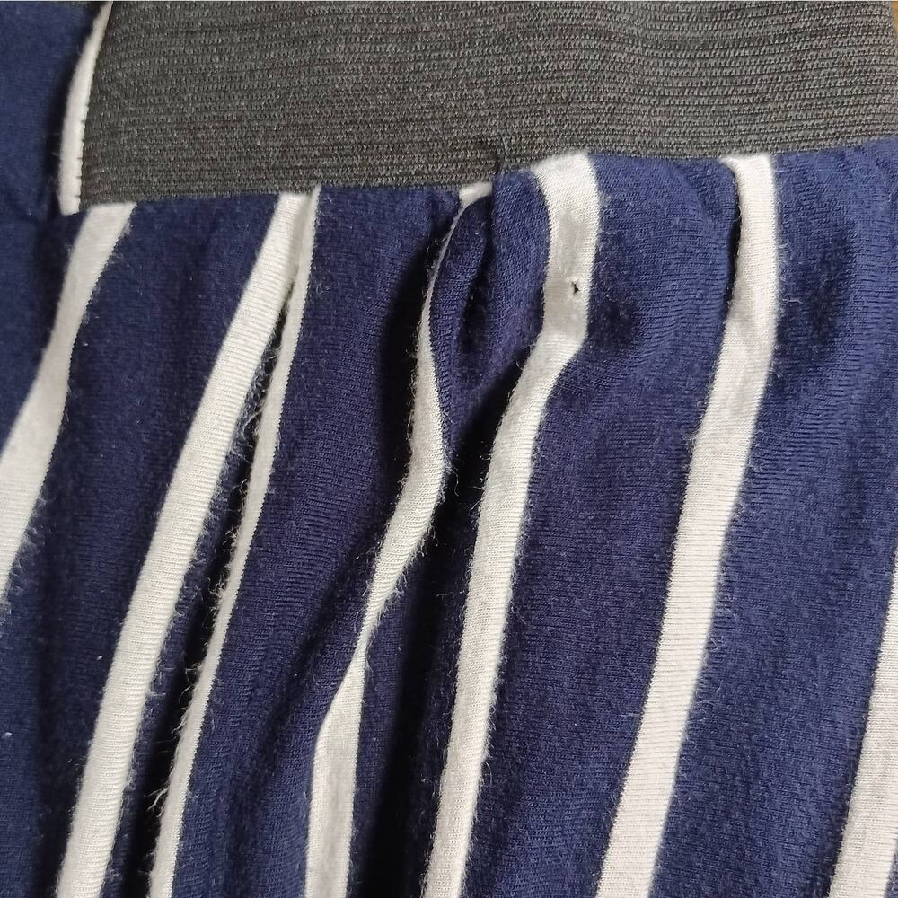 Ashley Stewart Striped Dress Pants Women 26/28 Navy Blue Wide Leg Elastic Waist - Picture 8 of 10